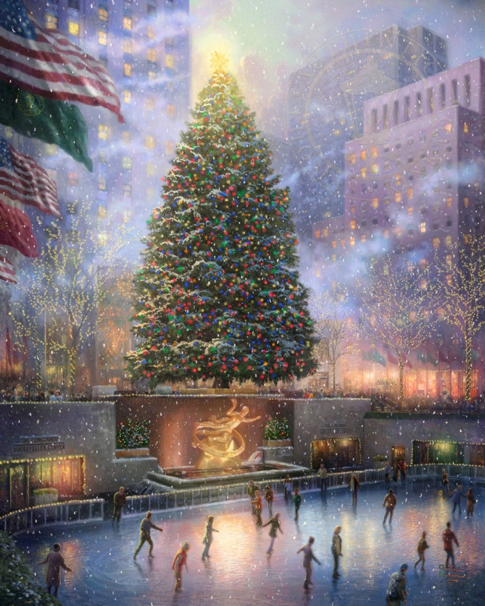 thomas kinkade christmas tree paintings