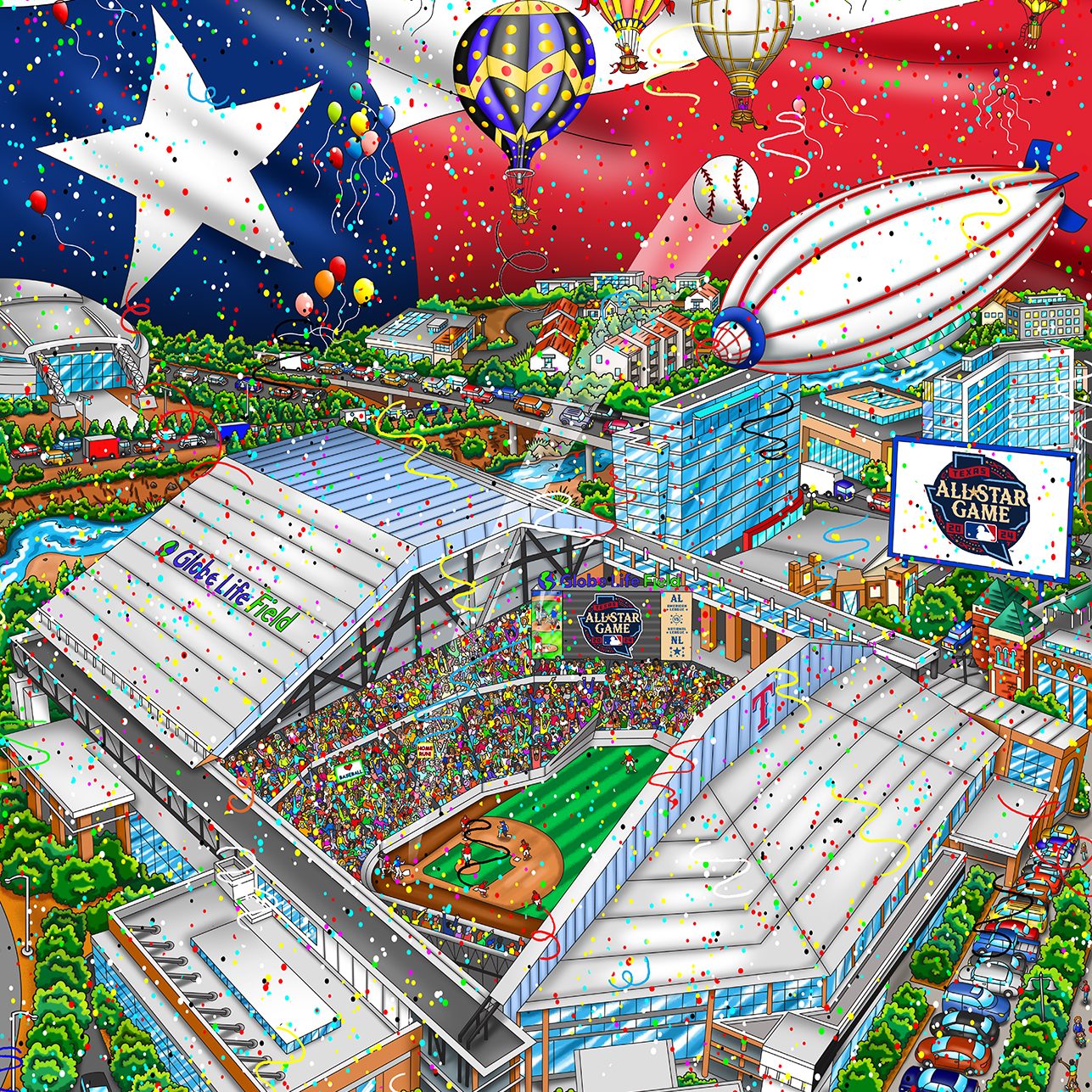 Charles Fazzino "MLB All-Star Game 2024: Texas" 3D Limited Edition Mixed-Media on Paper