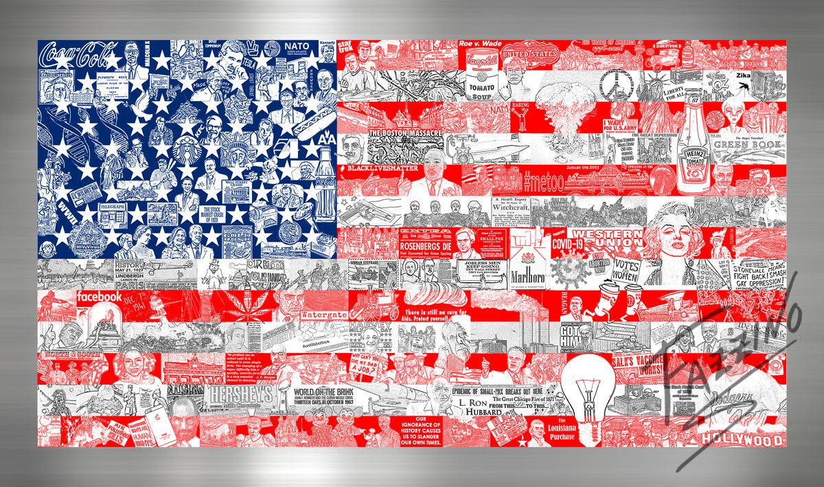 Charles Fazzino "Historically…Our American Flag" 3D Limited Edition die-sublimation & mixed-media on aluminum and paper