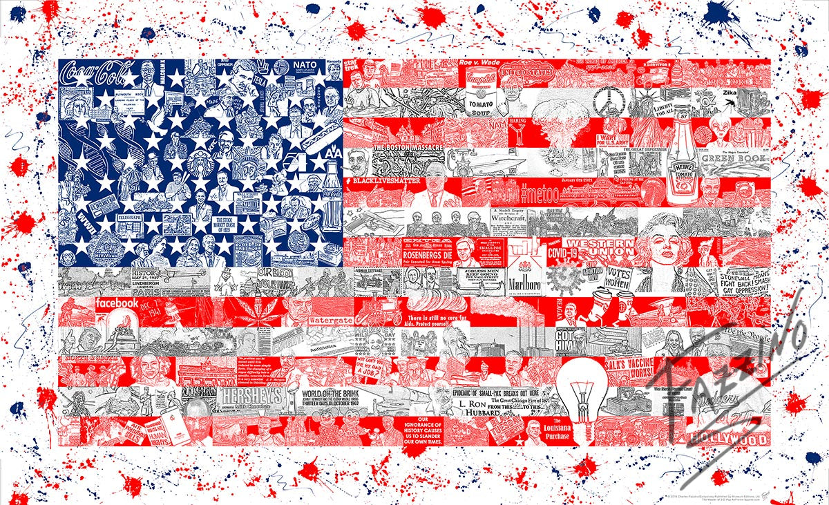 Charles Fazzino "Historically…Our American Flag" 3D Limited Edition die-sublimation & mixed-media on aluminum and paper