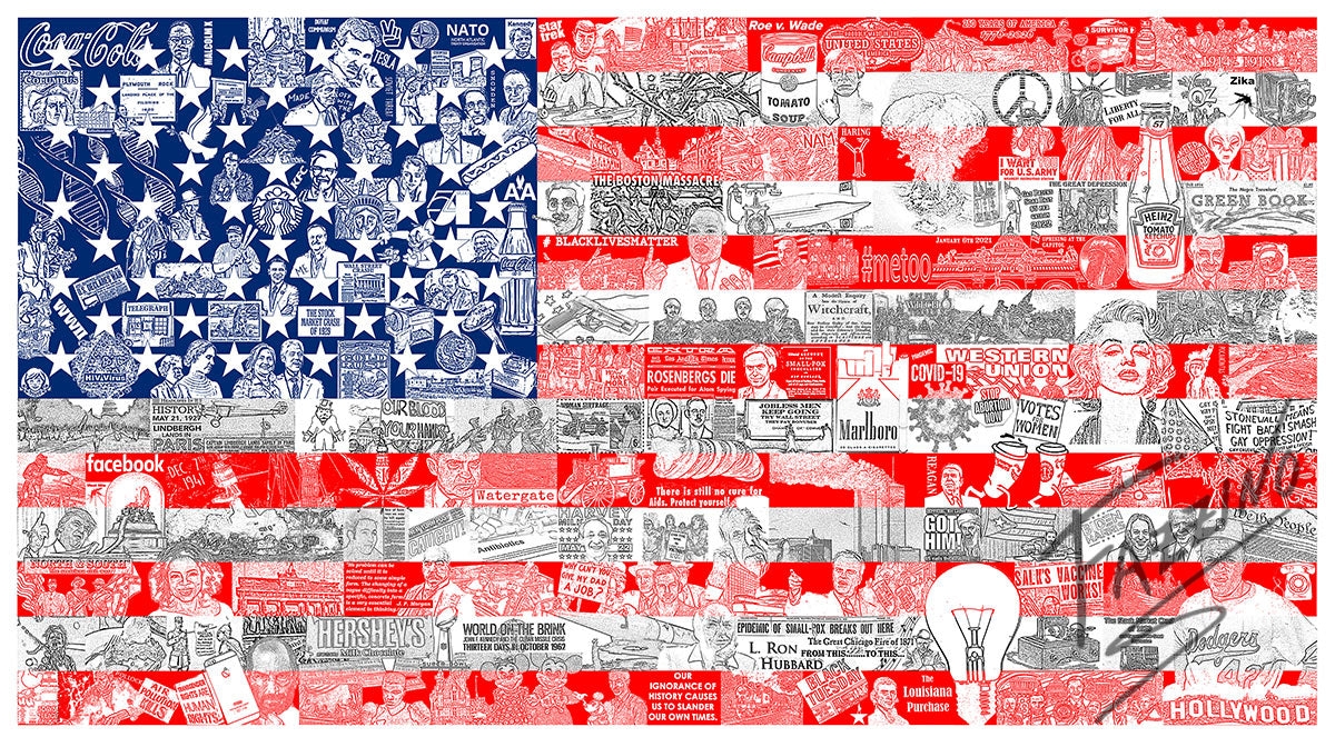 Charles Fazzino "Historically…Our American Flag" 3D Limited Edition die-sublimation & mixed-media on aluminum and paper