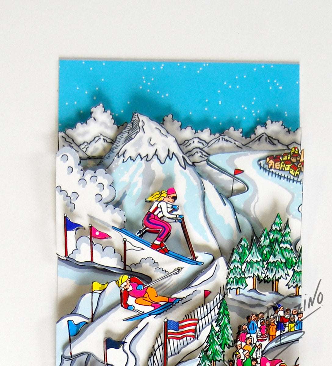 Charles Fazzino "Hitting the Slopes" 3D Limited Edition Silkscreen on Paper