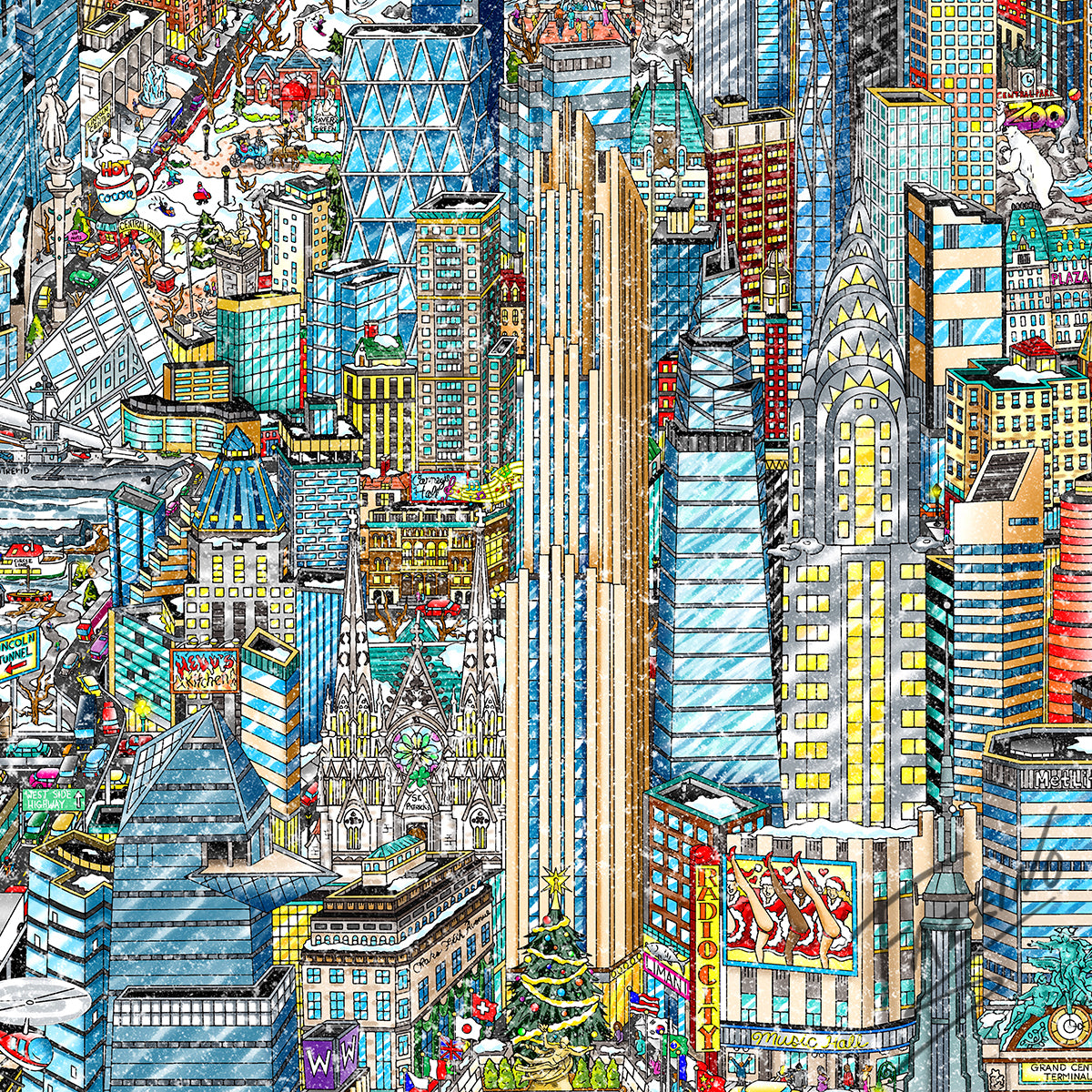 Charles Fazzino "Baby It’s Cold Outside… NYC" 3D Limited Edition Mixed-Media on Paper