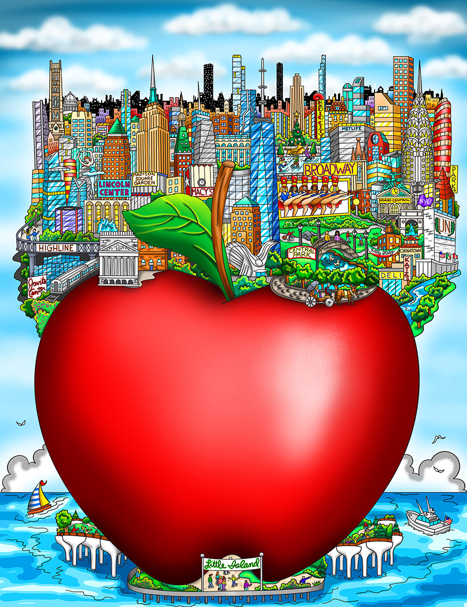 Charles Fazzino "Big Apple… Little Island" 3D Limited Edition Mixed-Media on Paper