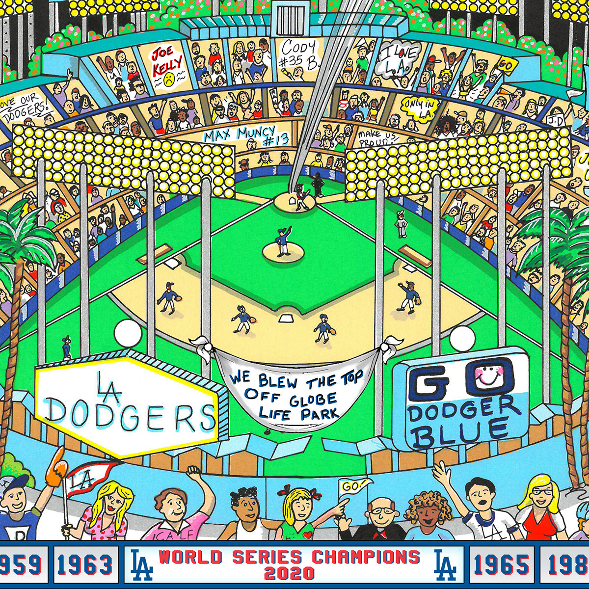 Charles Fazzino "Go Dodger Blue" 3D Limited Edition Silkscreen on Paper