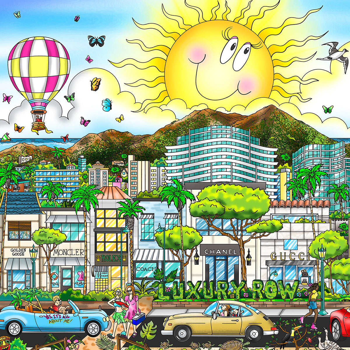 Charles Fazzino "Mahalo in Honolulu" 3D Limited Edition Mixed-Media on Paper