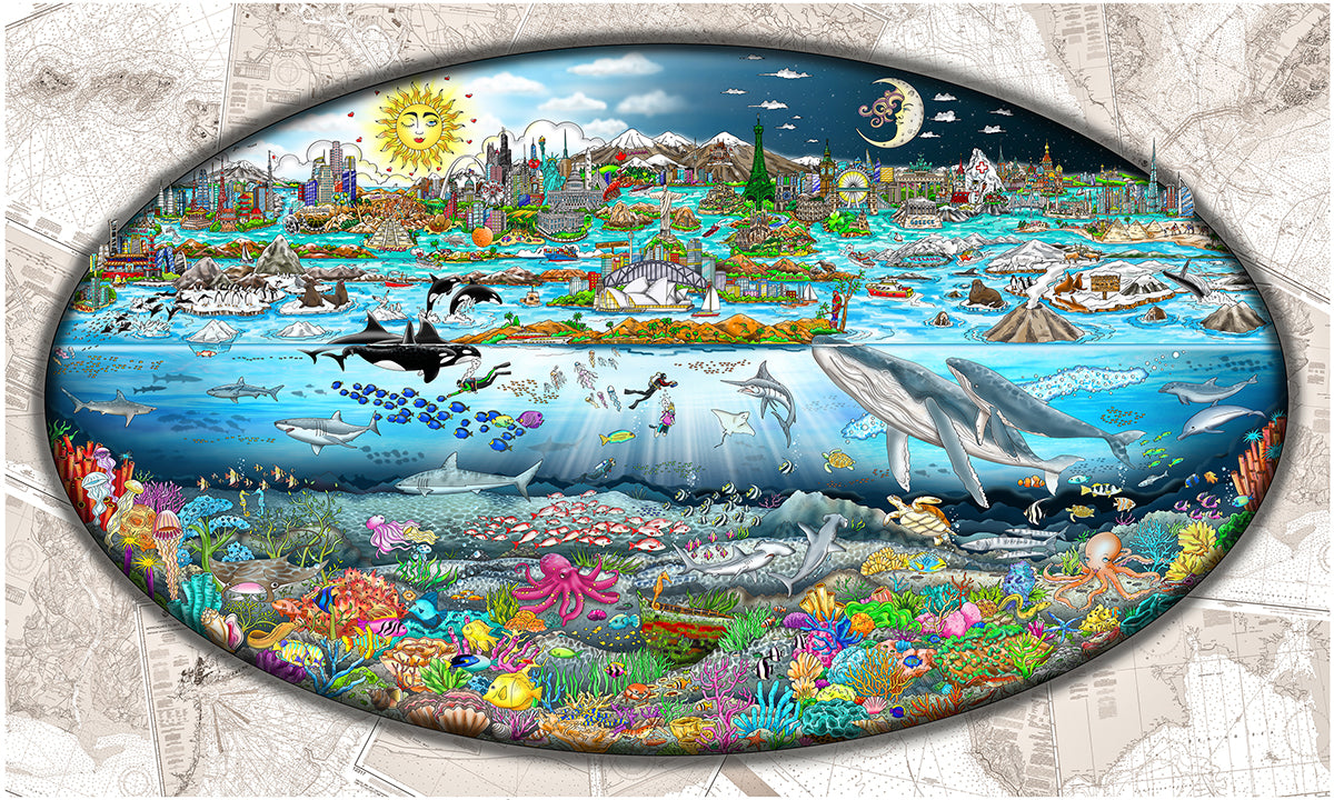 Charles Fazzino "Our Oceans… The Tides of Life" 3D Limited Edition Mixed-Media on Paper