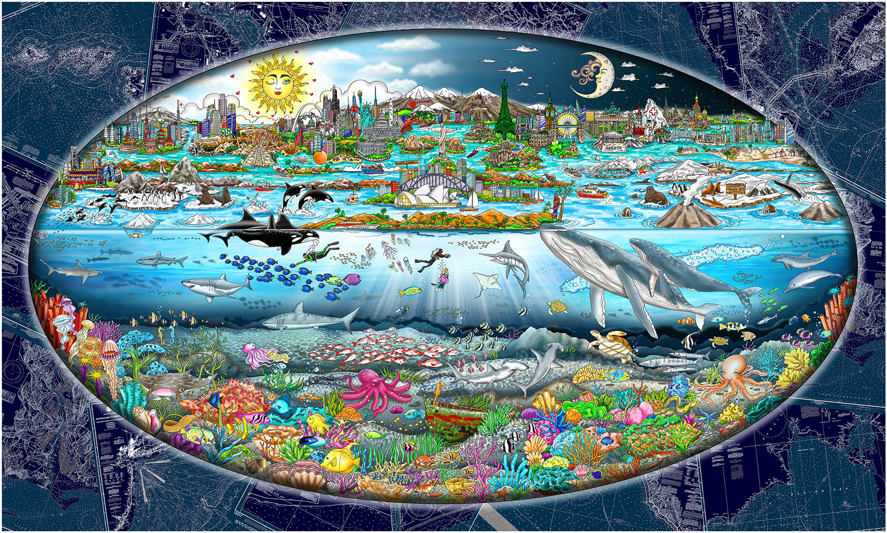 Charles Fazzino "Our Oceans… The Tides of Life" 3D Limited Edition Mixed-Media on Paper