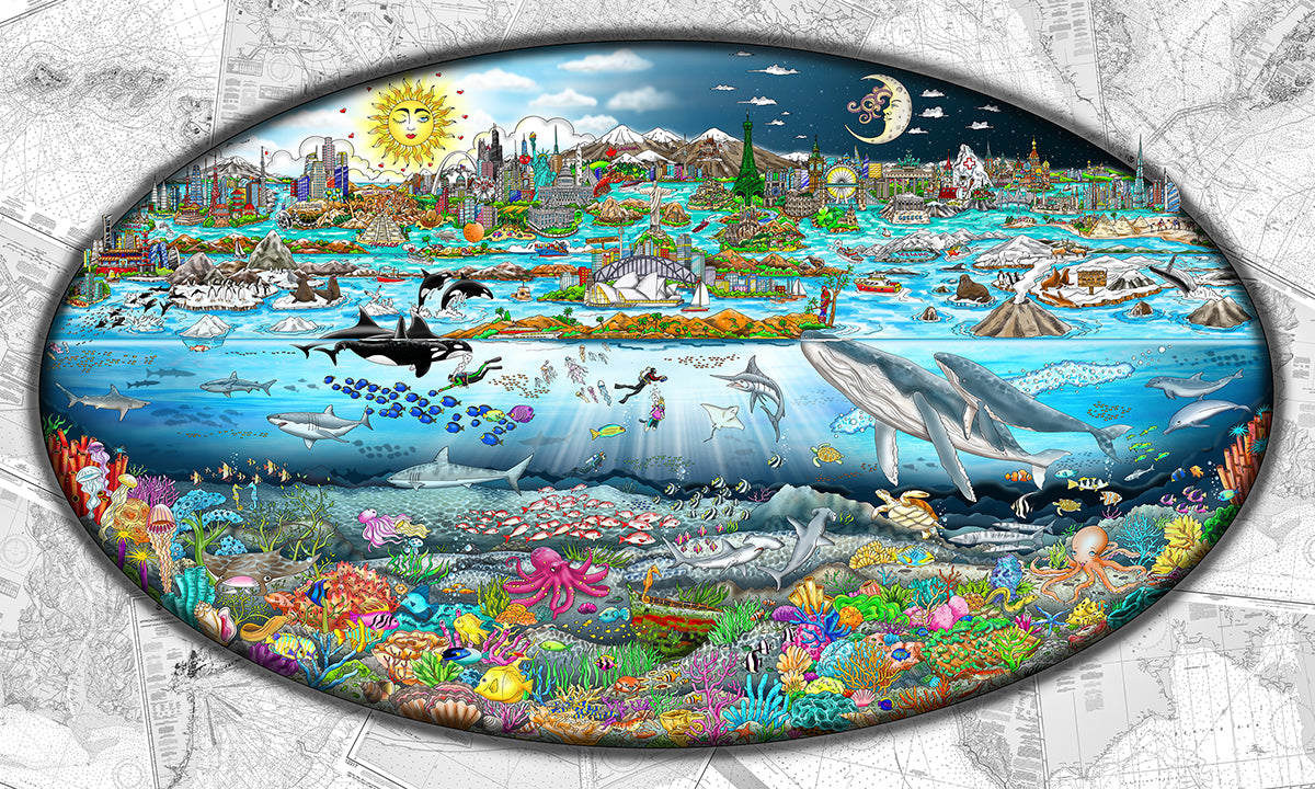 Charles Fazzino "Our Oceans… The Tides of Life" 3D Limited Edition Mixed-Media on Paper