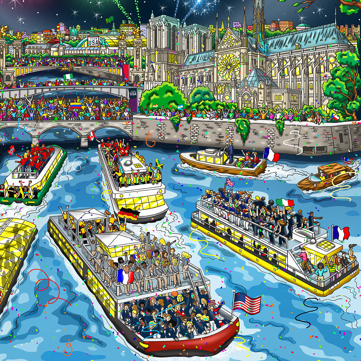 Charles Fazzino "2024 Paris Olympics" 3D Limited Edition Giclee on Paper