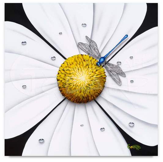 Michael Godard "White Flower Dragonfly" Limited Edition