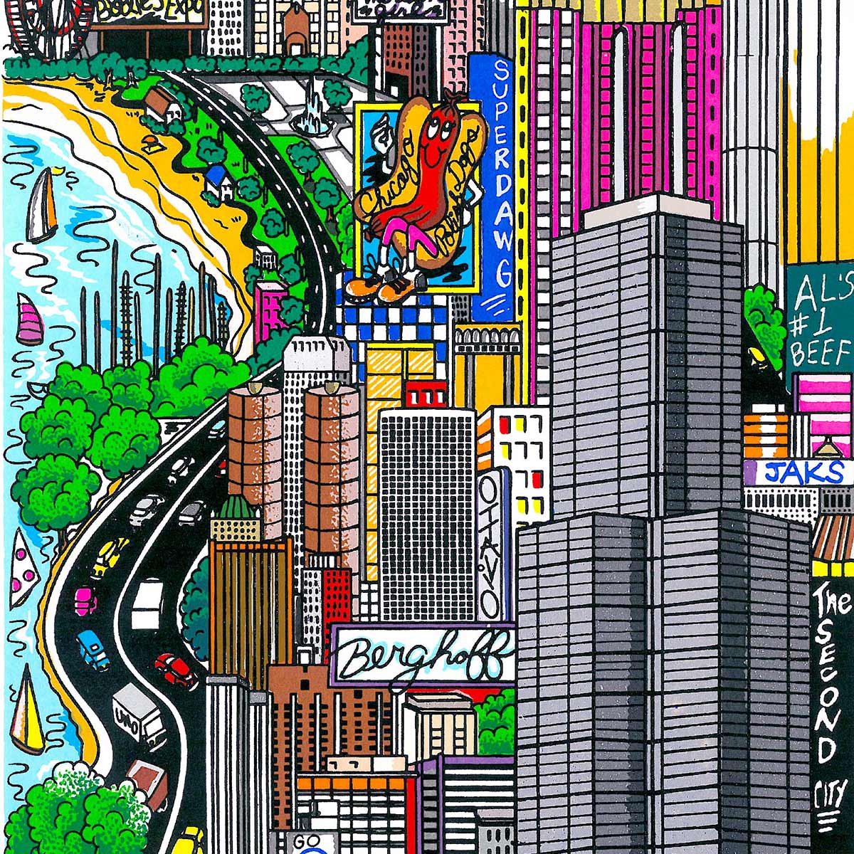 Charles Fazzino "A Deep Dish Pie…In Chi-Town" 3D Limited Edition Silkscreen on Paper