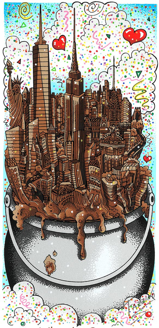 Charles Fazzino "A Melting Pot of Chocolate…NYC" 3D Limited Edition Silkscreen on Paper