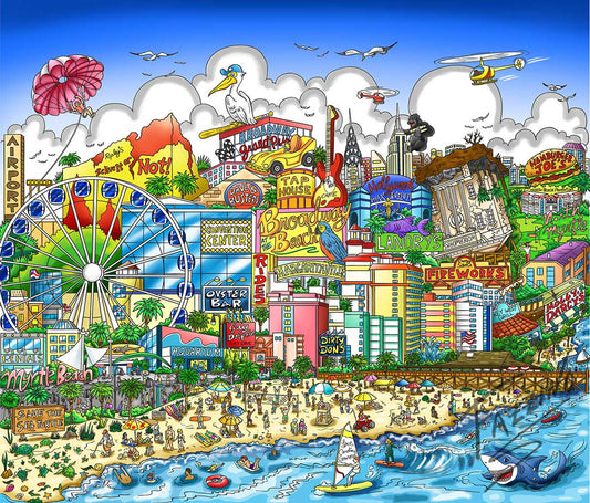 Charles Fazzino "A Myrtle Beach Vacation" 3D Limited Edition Mixed-Media on Paper