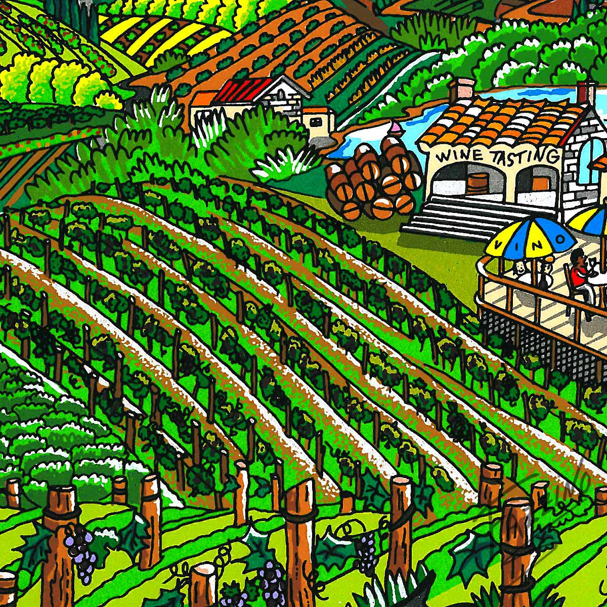 Charles Fazzino "A Tasting in Wine Country" 3D Limited Edition Silkscreen on Paper