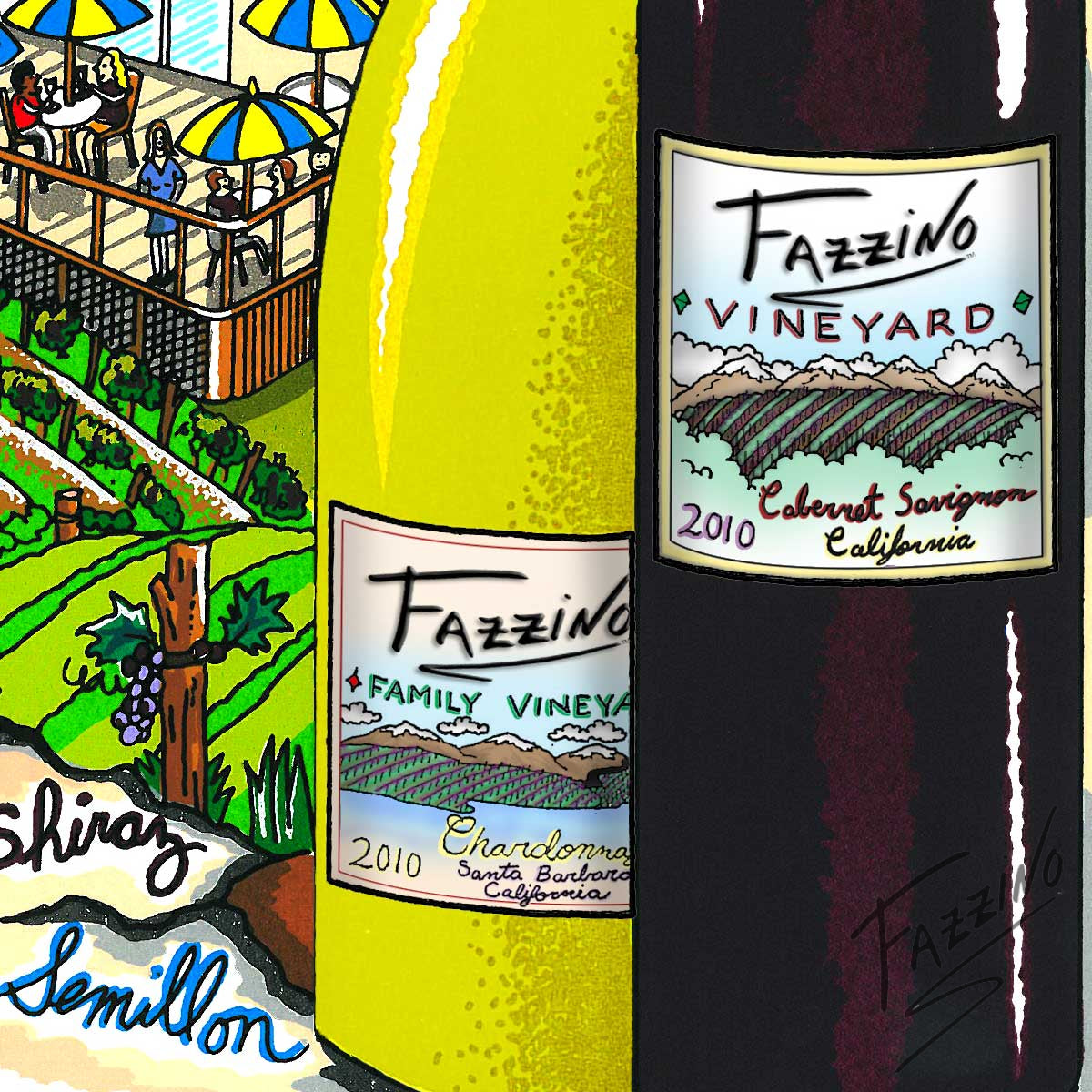 Charles Fazzino "A Tasting in Wine Country" 3D Limited Edition Silkscreen on Paper