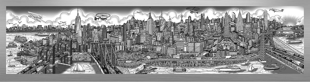 Charles Fazzino "Along the East River" 3D Limited Edition die-sublimation & giclee on aluminum and paper