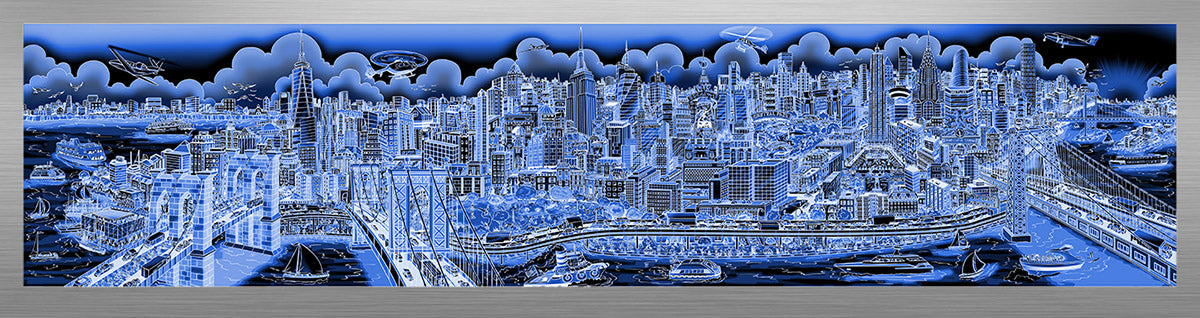 Charles Fazzino "Along the East River" 3D Limited Edition die-sublimation & giclee on aluminum and paper