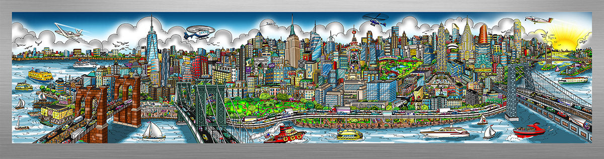 Charles Fazzino "Along the East River" 3D Limited Edition die-sublimation & giclee on aluminum and paper