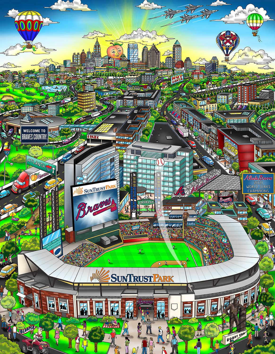 Charles Fazzino "Atlanta Braves" 3D Limited Edition Mixed-Media on Paper