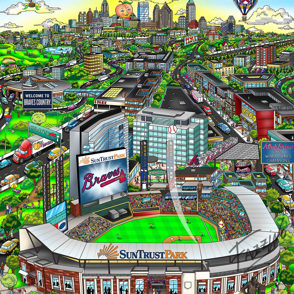 Charles Fazzino "Atlanta Braves" 3D Limited Edition Mixed-Media on Paper