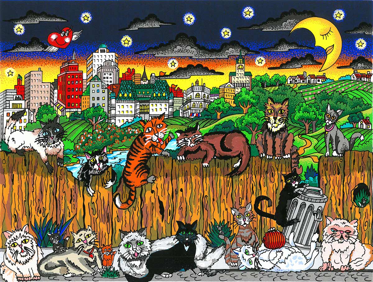 Charles Fazzino "Cat Scratch Fever" 3D Limited Edition Silkscreen on Paper