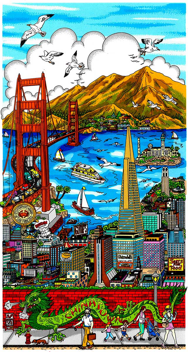 Charles Fazzino "High Over San Francisco" 3D Limited Edition Silkscreen on Paper