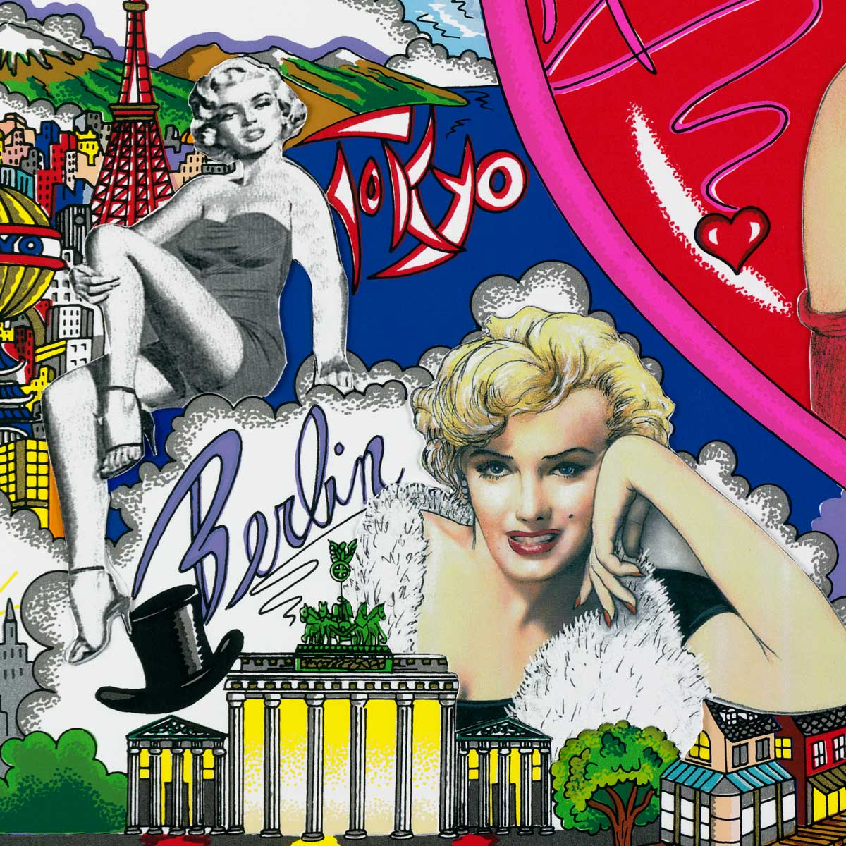 Charles Fazzino "Love and Kisses, Marilyn" 3D Limited Edition Silkscreen on Paper with mixed-media elements