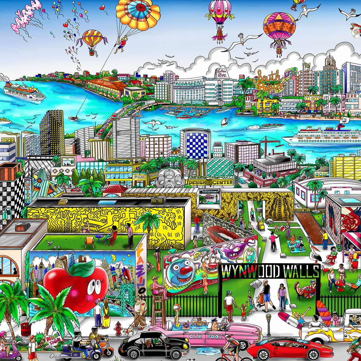 Charles Fazzino "Miami…Artistically in the 305" 3D Limited Edition Mixed-Media on Paper