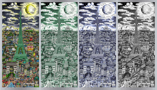 Charles Fazzino "Midnight in Paris" 3D Limited Edition die-sublimation & mixed-media on aluminum and paper