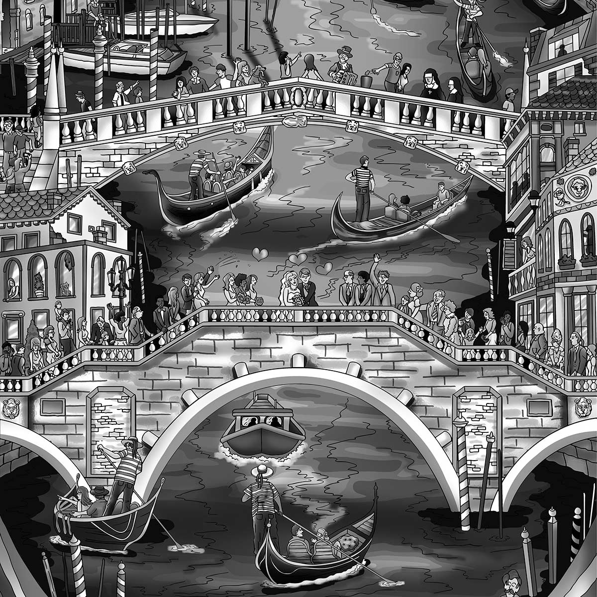 Charles Fazzino "Midnight in Venice" 3D Limited Edition die-sublimation & mixed-media on aluminum and paper