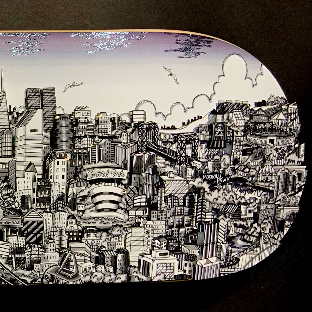 Charles Fazzino "Reflections of Manhattan Skateboard Deck" 3D Limited Edition Print on Authentic Skateboard Deck