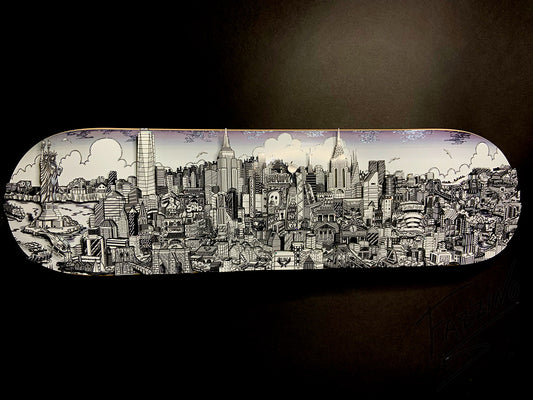 Charles Fazzino "Reflections of Manhattan Skateboard Deck" 3D Limited Edition Print on Authentic Skateboard Deck