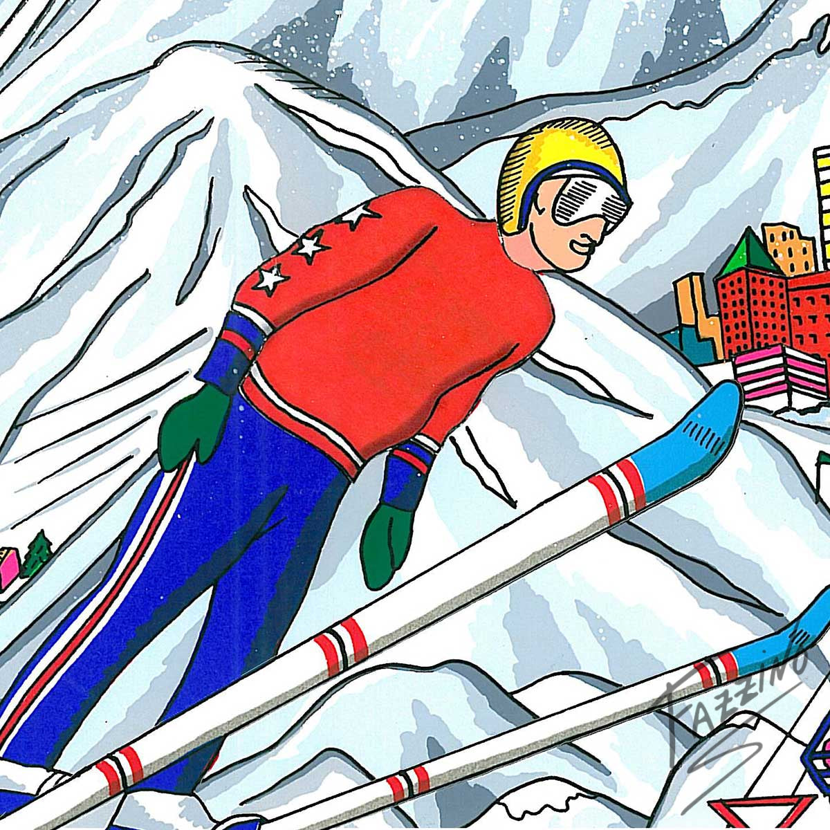 Charles Fazzino "Ski Vacation" 3D Limited Edition Silkscreen on Paper