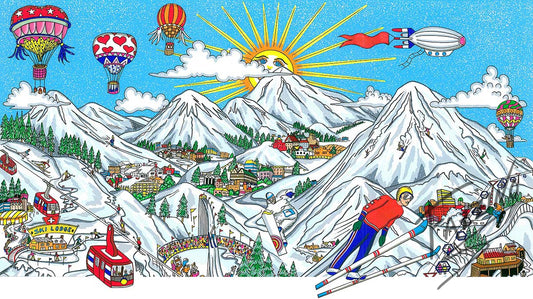 Charles Fazzino "Ski Vacation" 3D Limited Edition Silkscreen on Paper