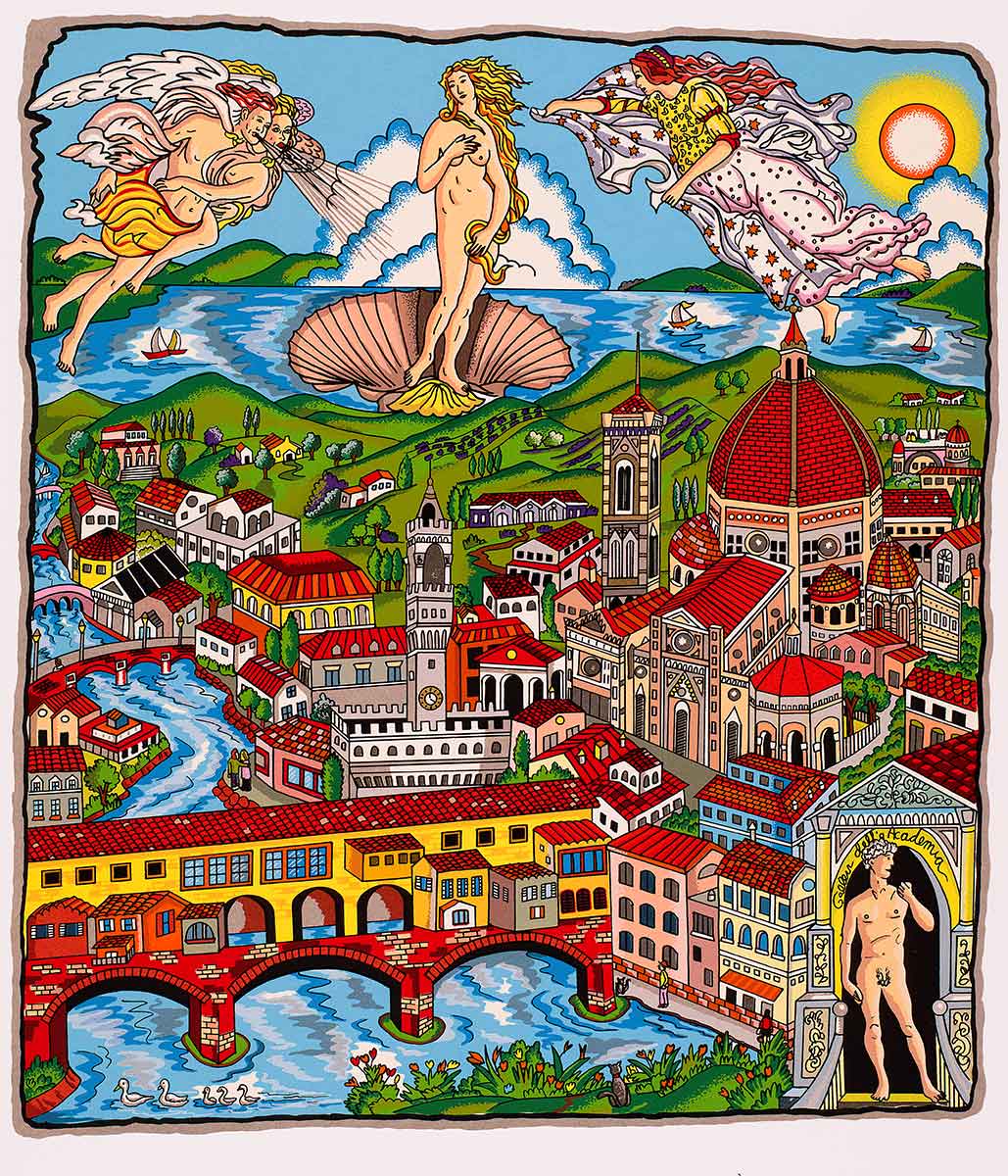 Charles Fazzino "The Italy Suite: Florence" 3D Limited Edition Silkscreen on Paper