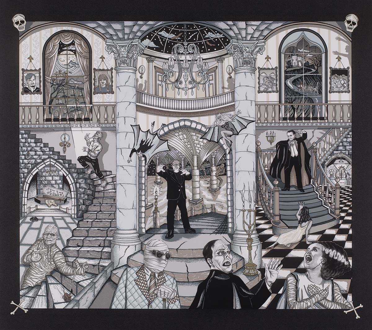 Charles Fazzino "The Monsters of Universal Studios" 3D Limited Edition Silkscreen on Paper