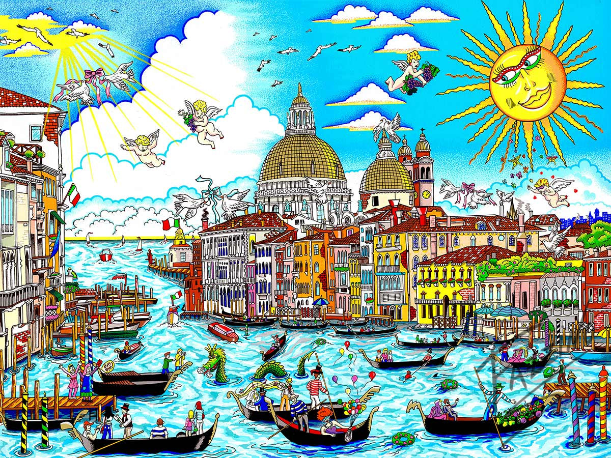 Charles Fazzino "The Sun Rises Over Venice" 3D Limited Edition Silkscreen on Paper