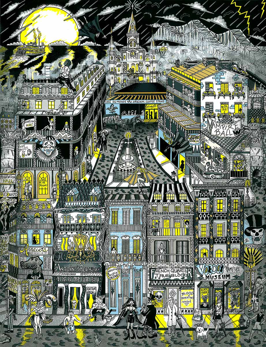 Charles Fazzino "Vampires…The Twilight of New Orleans" 3D Limited Edition Silkscreen on Paper