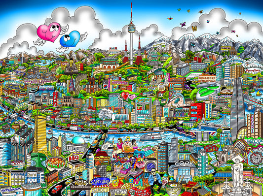 Charles Fazzino "It’s Happening in Seoul" 3D Limited Edition Mixed-Media on Paper