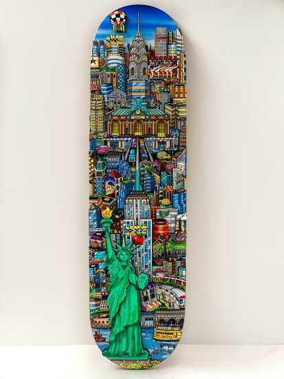 Charles Fazzino "Lady Liberty in NYC" Skateboard Deck 3D Limited Edition Print on Authentic Skateboard Deck