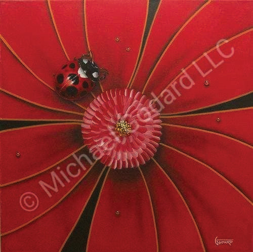 Michael Godard "Red Flower with Lady Bug" Limited Edition Canvas Giclee