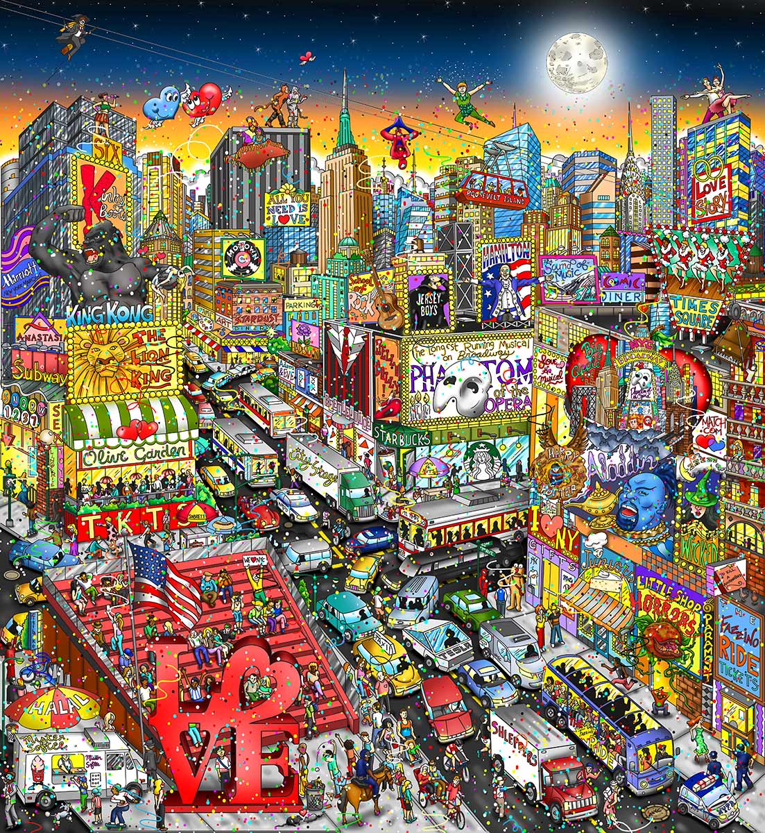 Charles Fazzino "We Found Love on Broadway" 3D Limited Edition Mixed-Media on Paper